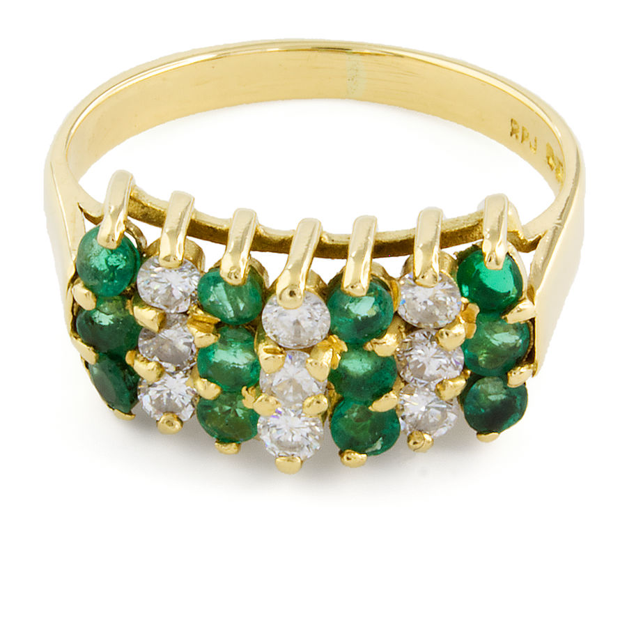 18ct gold Emerald/Diamond Cluster Ring size K